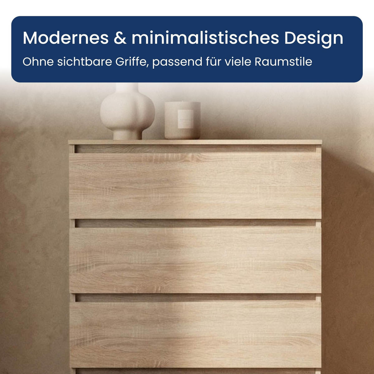 KOMMODE mit vier Schubladen in Sonoma - Sonoma Eiche, Holzwerkstoff (70/100/40cm) - Home Collective
