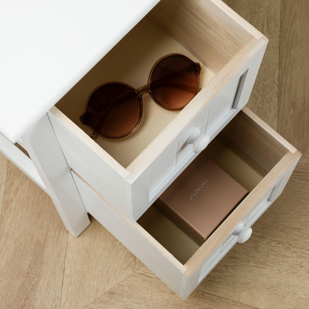 NACHTTISCH TREYA weiß - Weiß, Holz (28/46/31cm) - IDIMEX