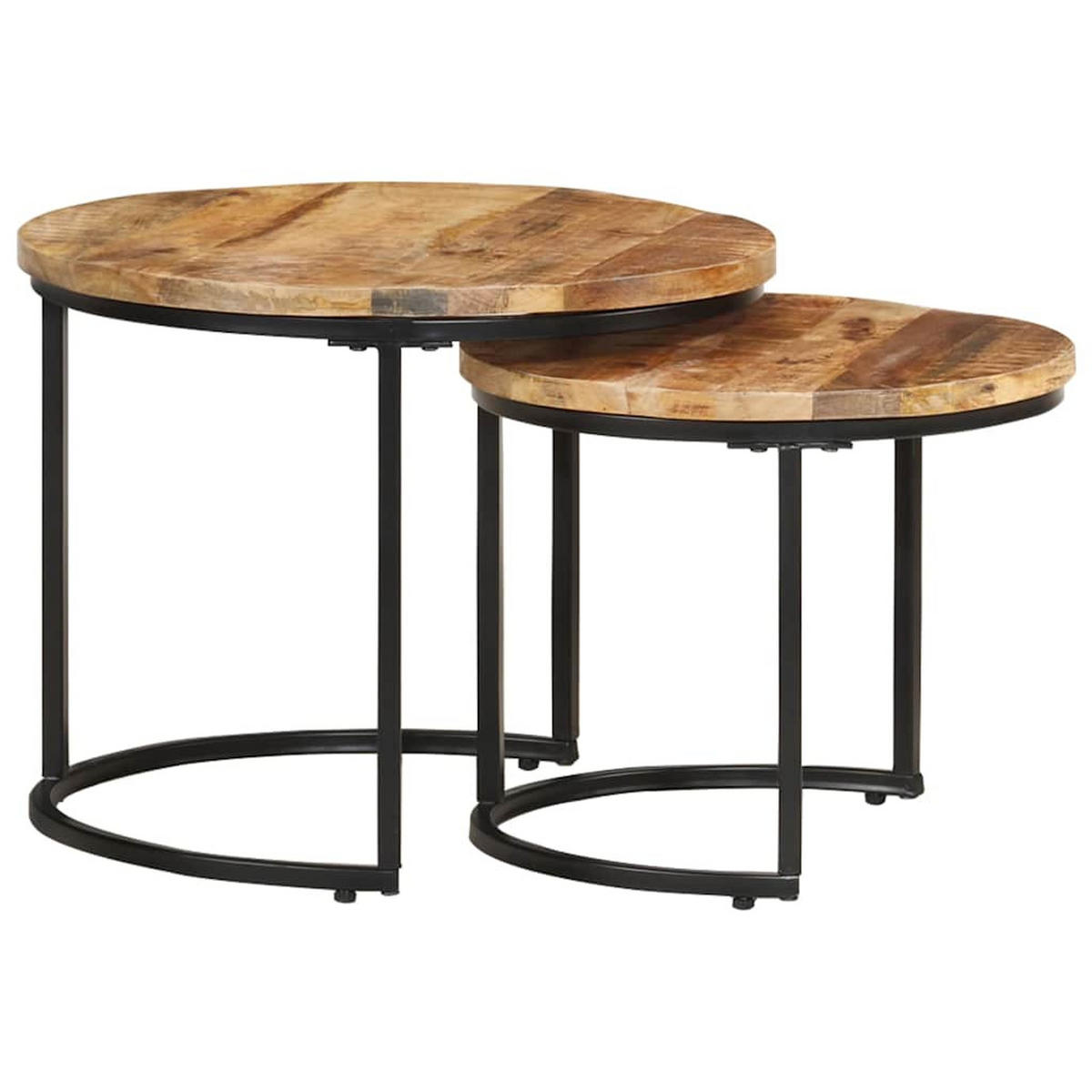 SATZTISCHE 2Er Set Rohes Mangoholz - Braun, Holz (70/50/40cm) - vidaXL