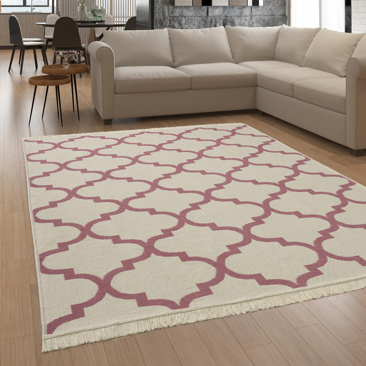 KURZFLORTEPPICH 120/160 cm Skandi 147 - Pink, Textil (120/160cm) - Paco Home