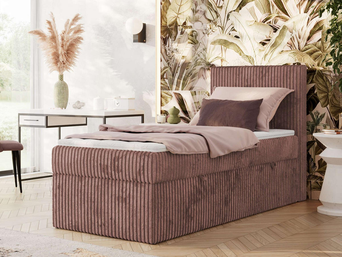 BOXBETT TILIANO 90/200 - Rosa Cord - H3 - Rechts - Rosa, Textil (90/200cm) - MKS