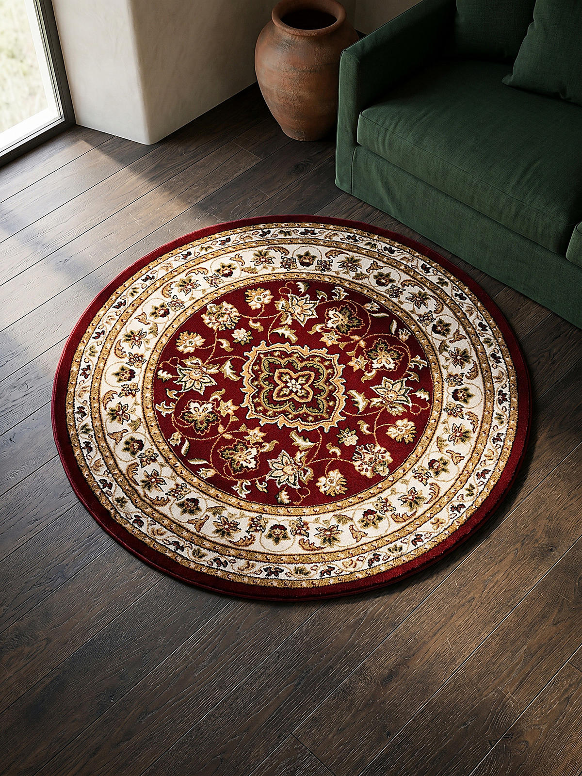 TEPPICH Traditionell-Floral-Design GLAZERT, Rot 133x133 cm - Rot, Textil (133/133cm) - KADIMA DESIGN