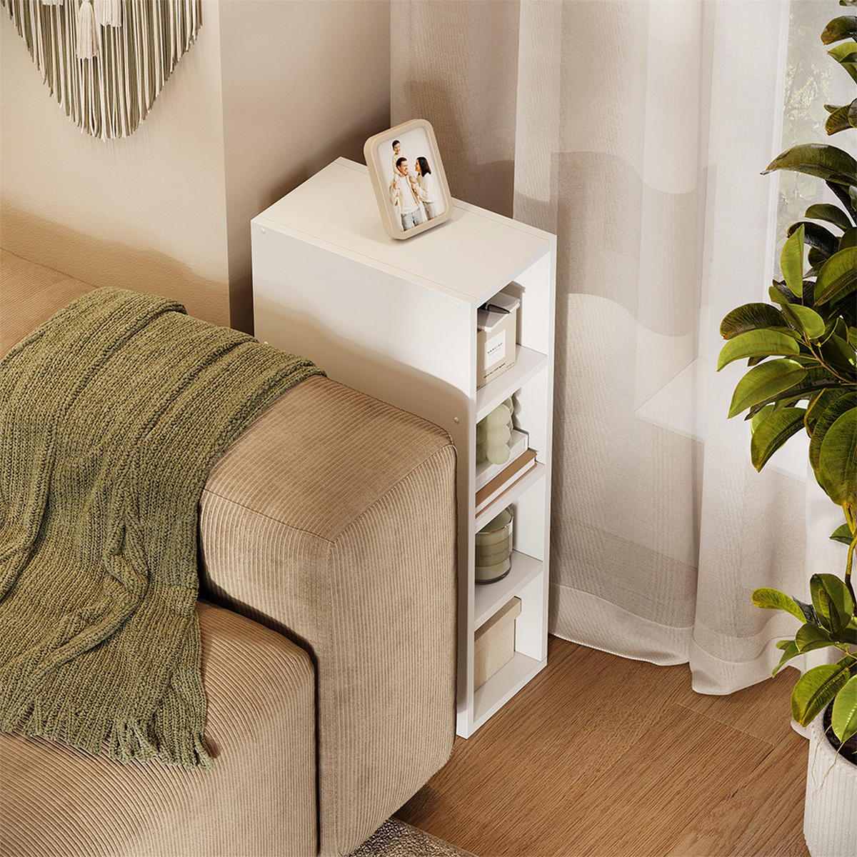 SKLADIŠČNA POLICA Rula, Bela, 20 x 81.6 cm - bela, leseni material (20/350/35cm) - Vicco
