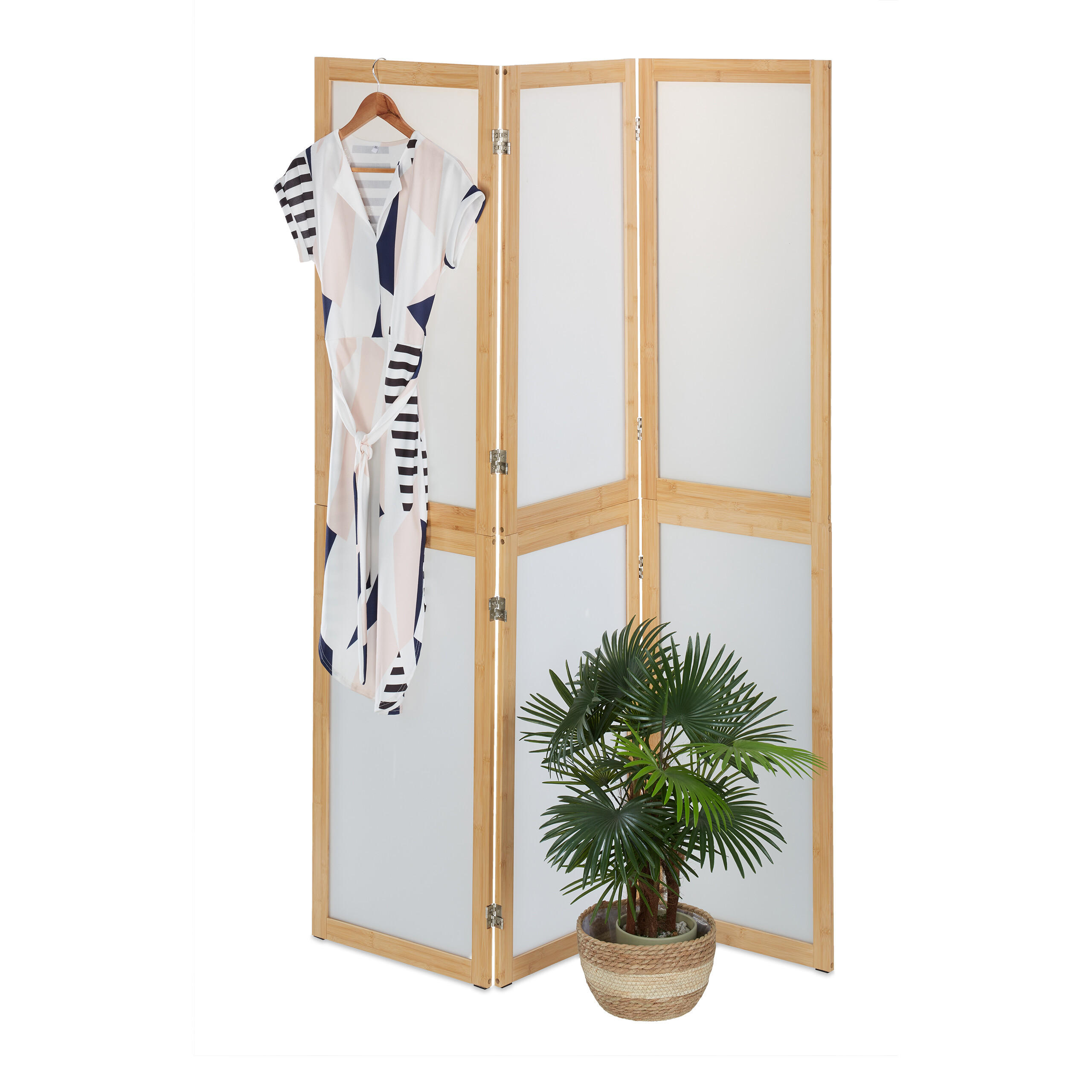 PARAVENT - Multicolor, Holz/Kunststoff (136.5/180/1.5cm) - Relaxdays