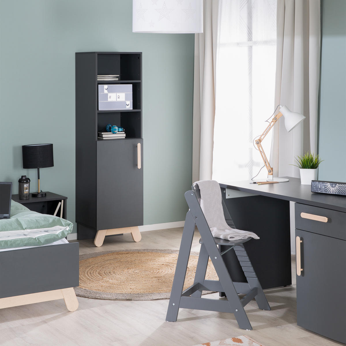 STANDREGAL Jara - Anthrazit, Holzwerkstoff (45/166.5/43cm) - Roba