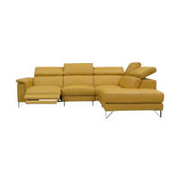 ECKSOFA Antares Echtleder mit 1 x Relaxfunktion Senfgelb - Gelb, Leder/Metall (276/224cm)