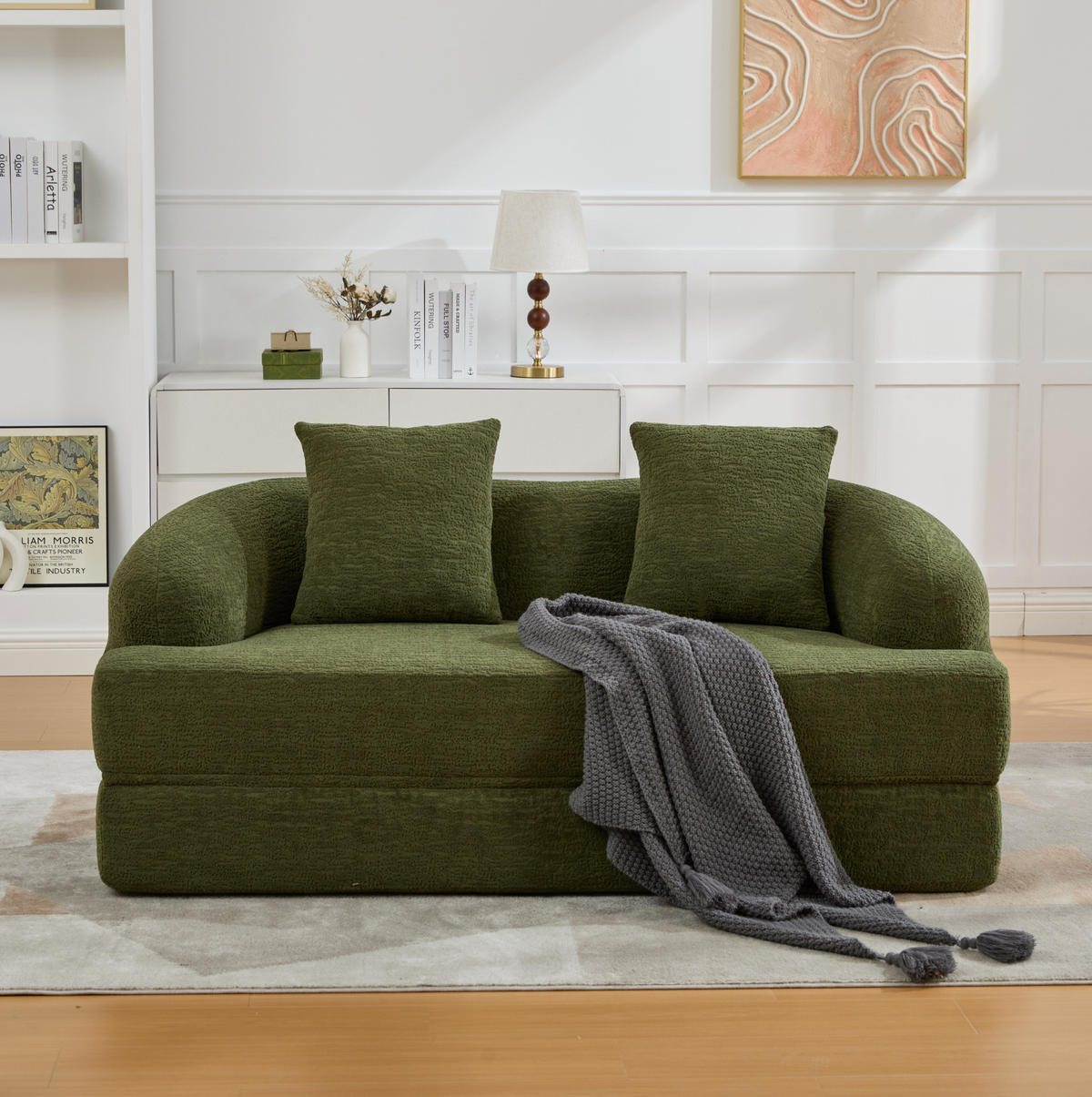 SOFA 2-in-1 Klappbett 157 cm Chenille Grün - Grün, Kunststoff (84/65/157cm) - Meubliv