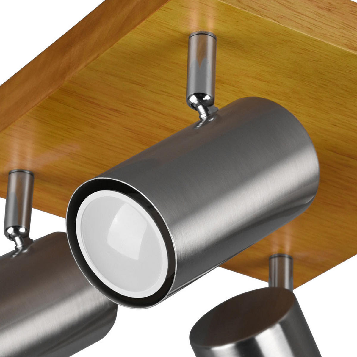 DECKENLEUCHTE Holz Nickel Matt Braun 4-flammig - Braun, Holz (22/22/16cm)