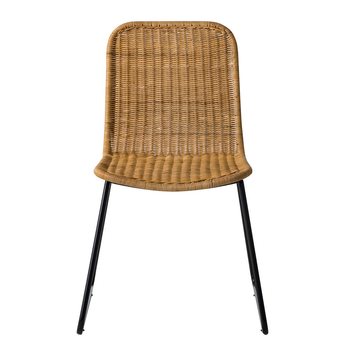 ESSZIMMERSTUHL - Rattan / Metall, 2er-Set - Beige/Schwarz, Naturmaterialien (64/80/56cm) - home24