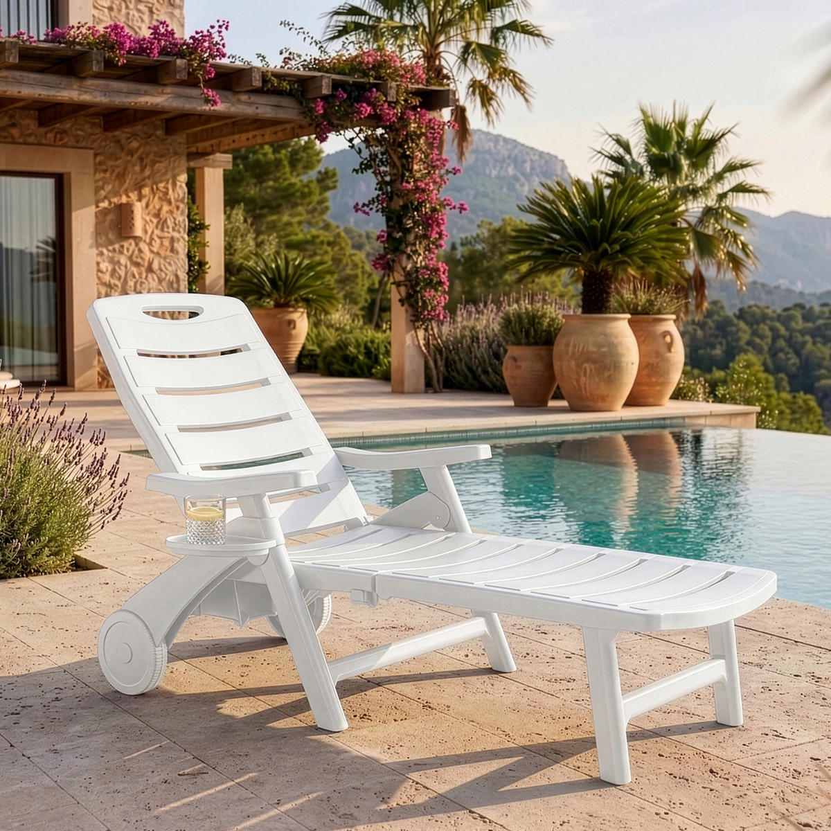 SONNENLIEGE TIDIA, Weiß - Weiß, Kunststoff (73/105/146cm) - KONSIMO®