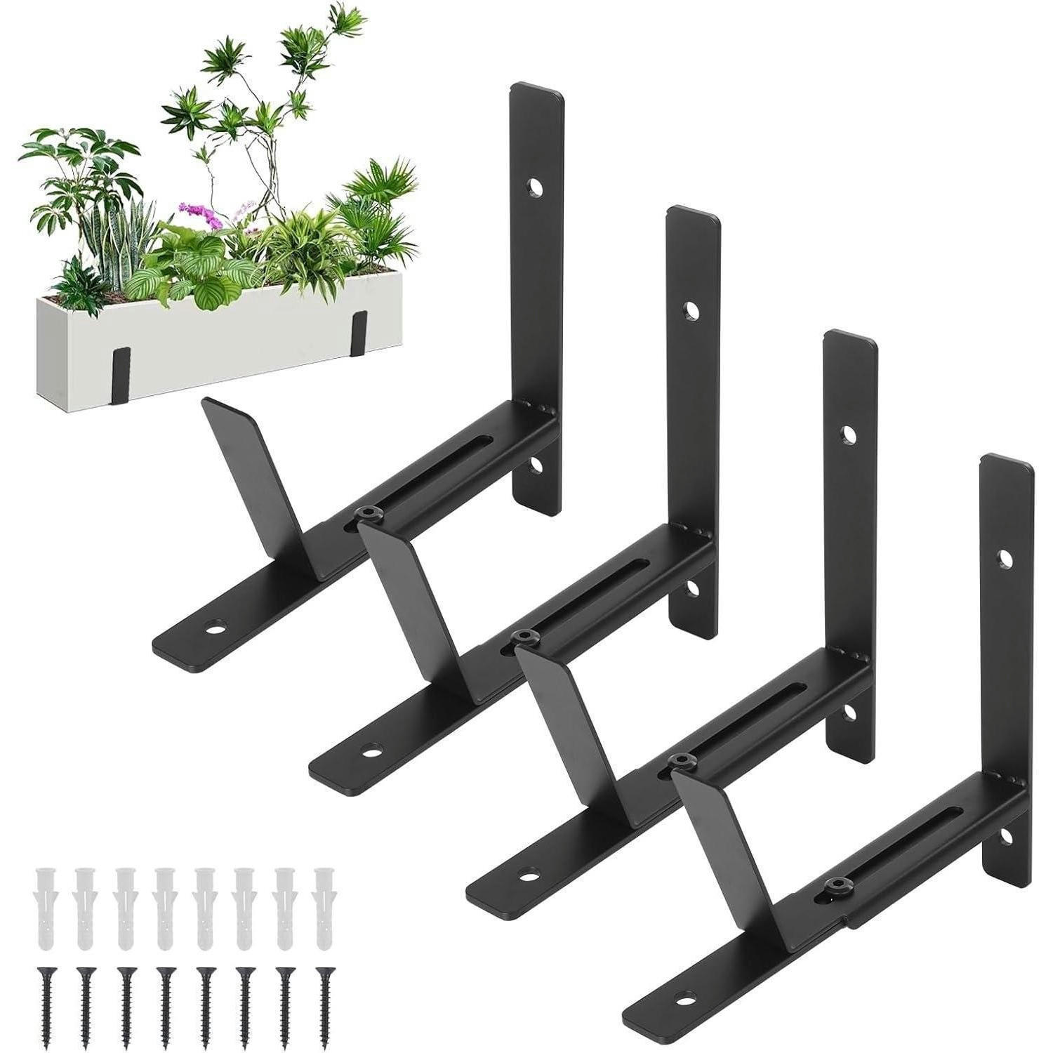 BLUMENKASTEN Halterung Set verstellbar 15-30 cm - Schwarz, Metall (2.5/20/22.3cm)
