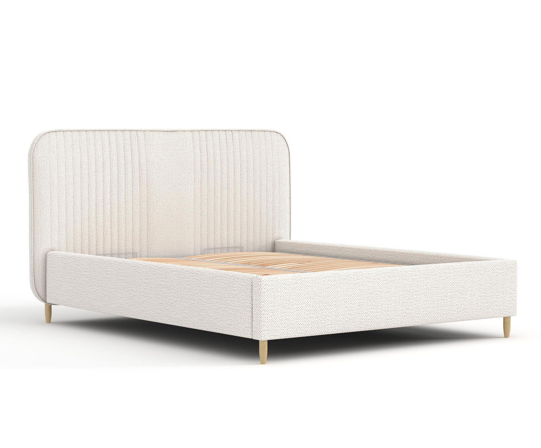 POLSTERBETT Livy Creme 160/200 cm im Chenille-Stoff - Creme/Naturfarben, Holz/Holzwerkstoff (160/200cm) - Maison de Reve