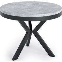 ESSTISCH Velma runder ausziehbarer, Grauer Beton 100-140/100/76 cm - Hellgrau/Schwarz, Holzwerkstoff/Metall (100/100/76cm) - WFL GROUP