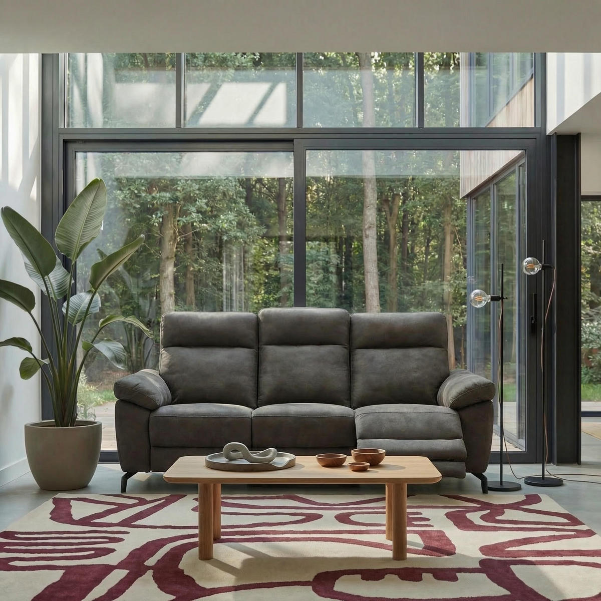 DREISITZER-SOFA Mikrofaser Braun (Taupe) - Braun, Leder/Metall (222/101/96cm) - Furnhouse
