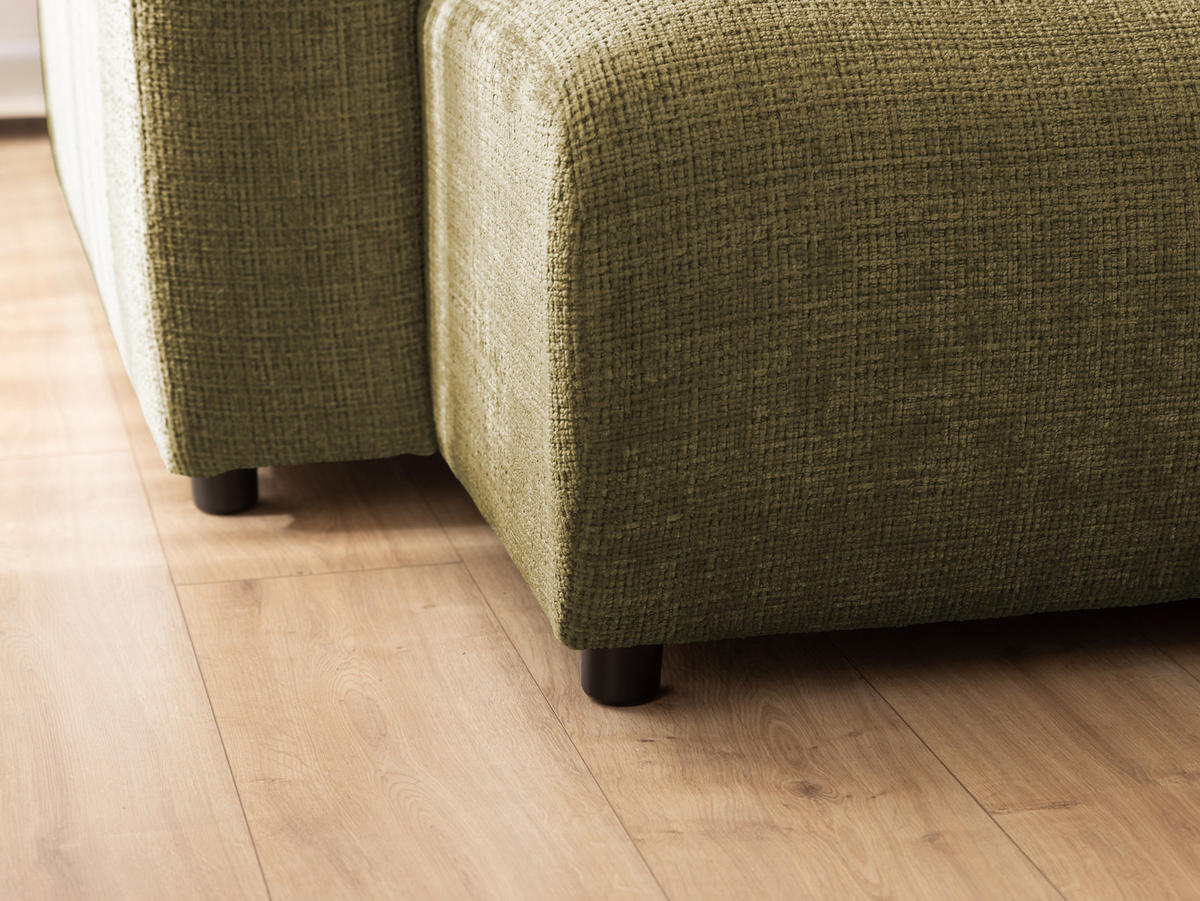 WOHNLANDSCHAFT Calma mit Schlaffunktion und Bettkasten im Bumpy-Design aus weichem Grün Chenille-Stoff - Schwarz/Grün, Holz/Kunststoff (336/88/140cm) - S-Style Möbel