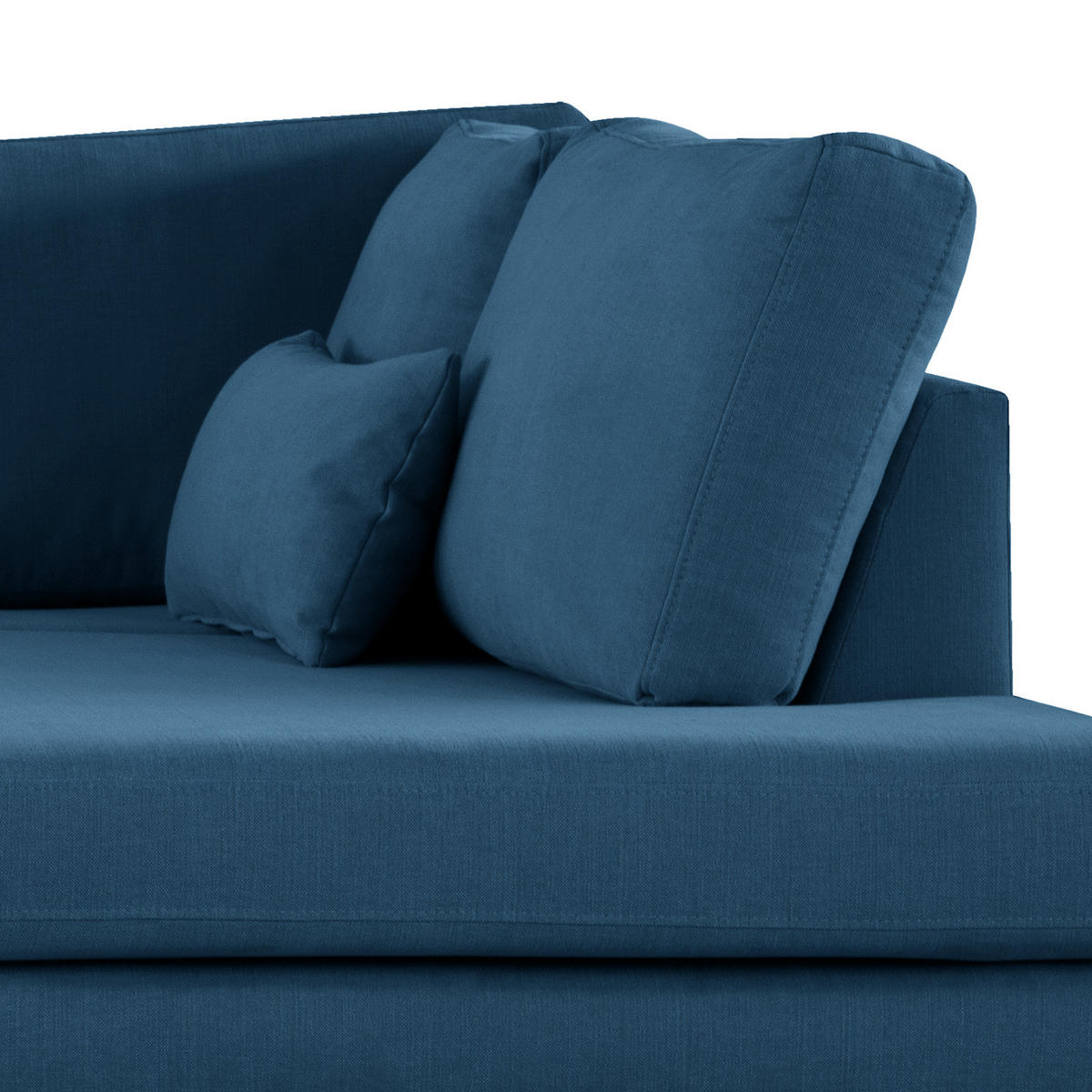 WOHNLANDSCHAFT mit Longchair - Blau/Eichefarben, Naturmaterialien/Eichenholz (371/81/219cm) - home24