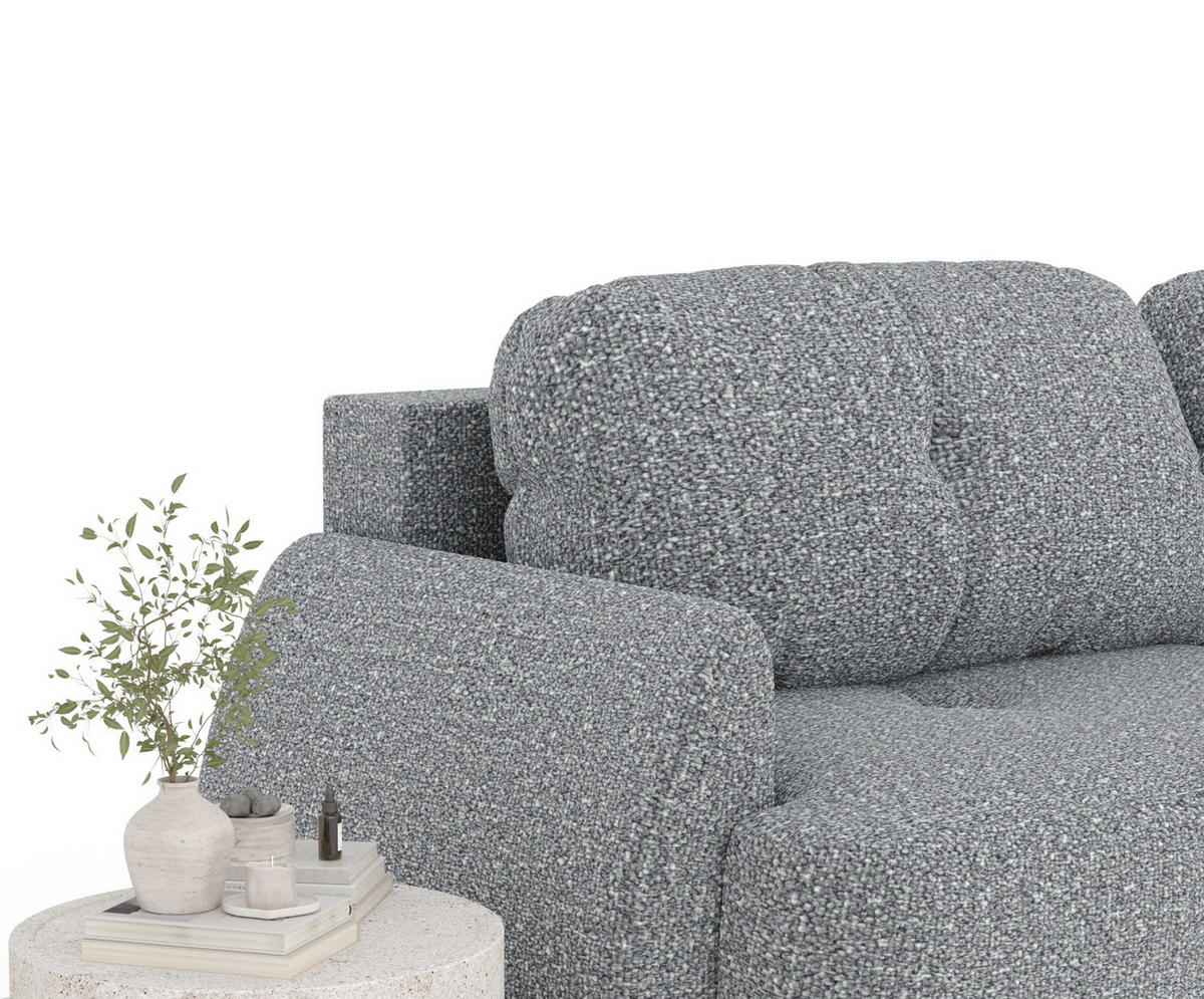 SCHLAFSOFA Loca Grau Plüschstoff - Schwarz/Grau, Holz/Holzwerkstoff (248/92/103cm) - Maison de Reve