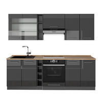 KUCHYNKA Fame-Line Antracit vysoký lesk 235 cm , AP Oak - antracitová/čierna s vysokým leskom, kompozitné drevo (235/206.8/60cm) - Vicco