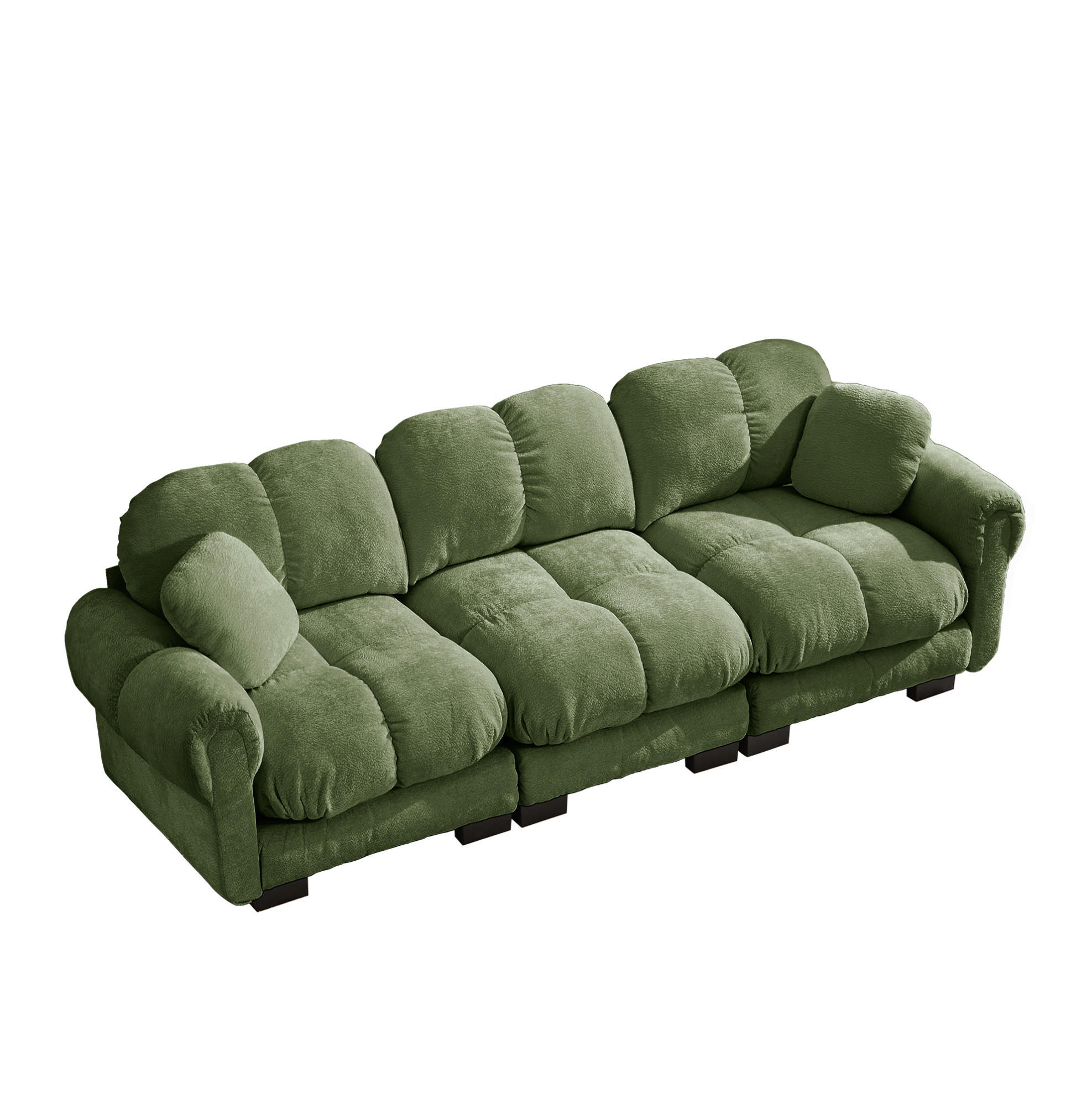 SOFA mit Steppnaht Chenille Grün - Grün, Holz (86/90/260cm) - Meubliv