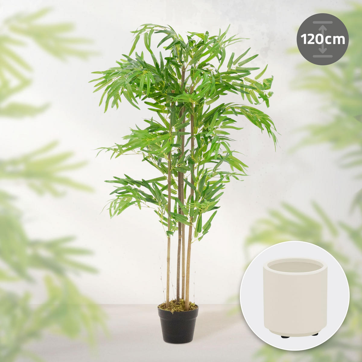 KUNSTPFLANZE Bambus - Anthrazit/Grün, Holz/Kunststoff (120cm) - ML-DESIGN