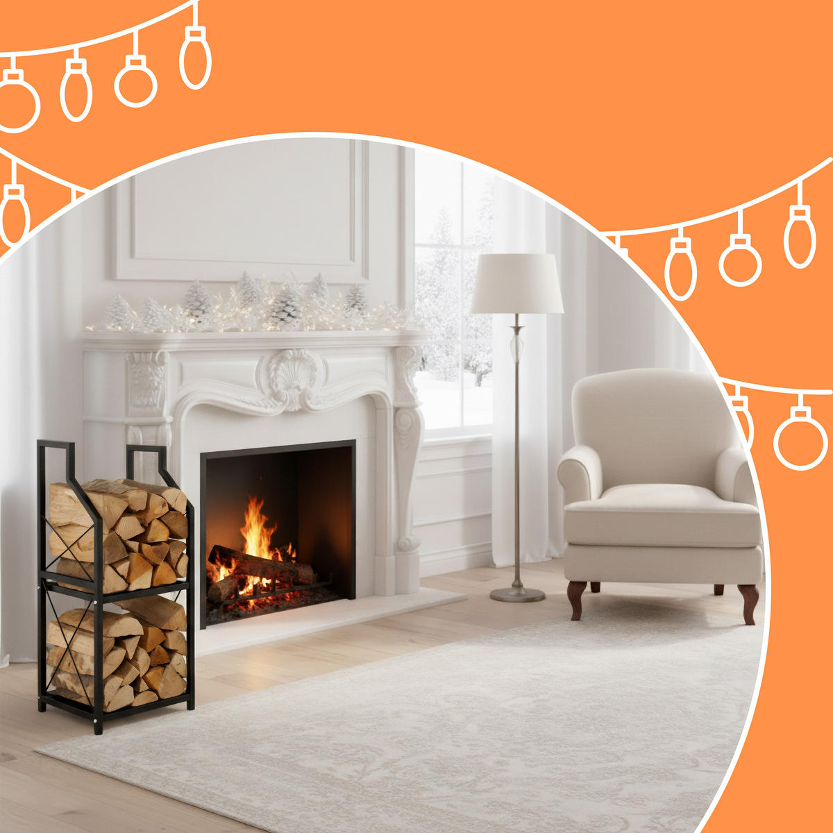 KAMINHOLZREGAL - Schwarz, Metall (34.5/81.5/30.5cm) - Relaxdays