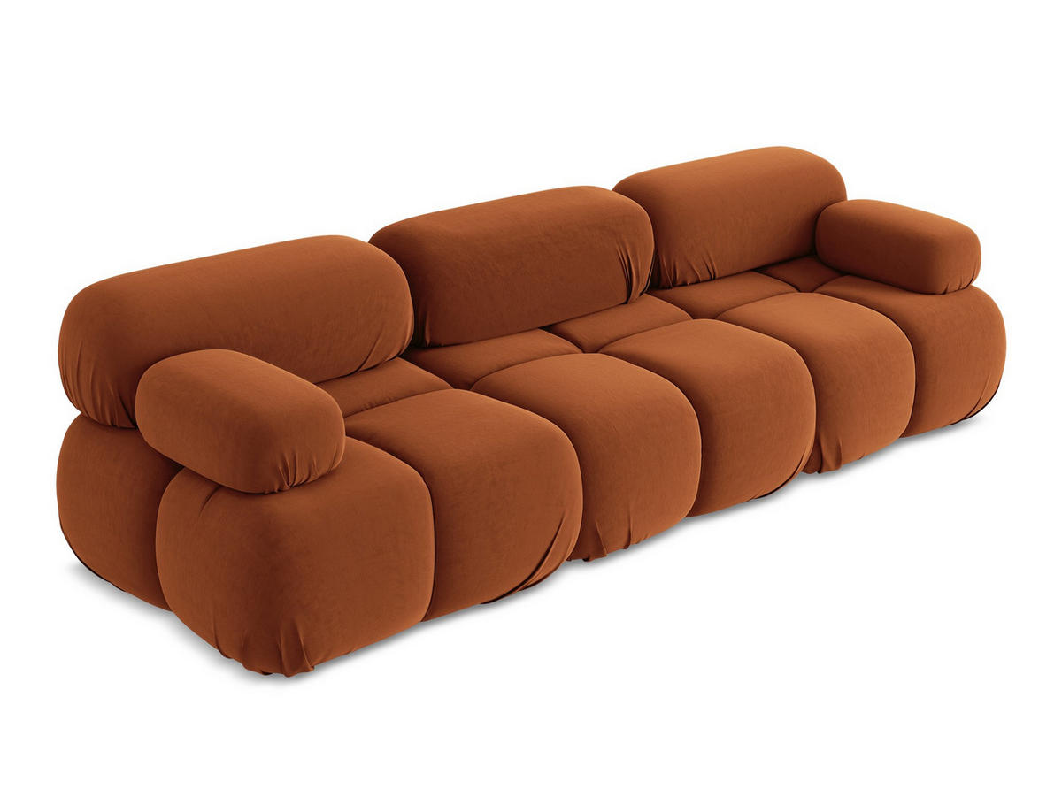 3-SITZER SOFA Samt Stoff Orange - Beige/Terra cotta, Kunststoff/Textil (285/70/96cm) - Makamii