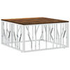 COUCHTISCH Silbern Edelstahl und Altholz Massiv - Silberfarben/Walnussfarben, Metall (80/80/40cm) - furnicato