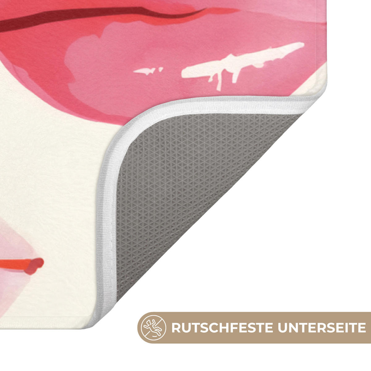 WC PŘEDLOŽKA Rty - barevné - lesklé 50x80 cm - růžová, textil/plast (50/1cm) - OnlyWow