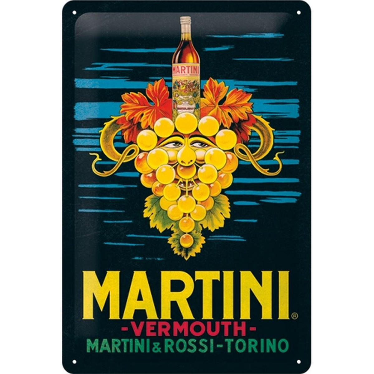 BLECHSCHILD 20/30 cm Martini Vermouth Grapes - Multicolor, Metall (20/30/0.2cm) - Nostalgic-Art