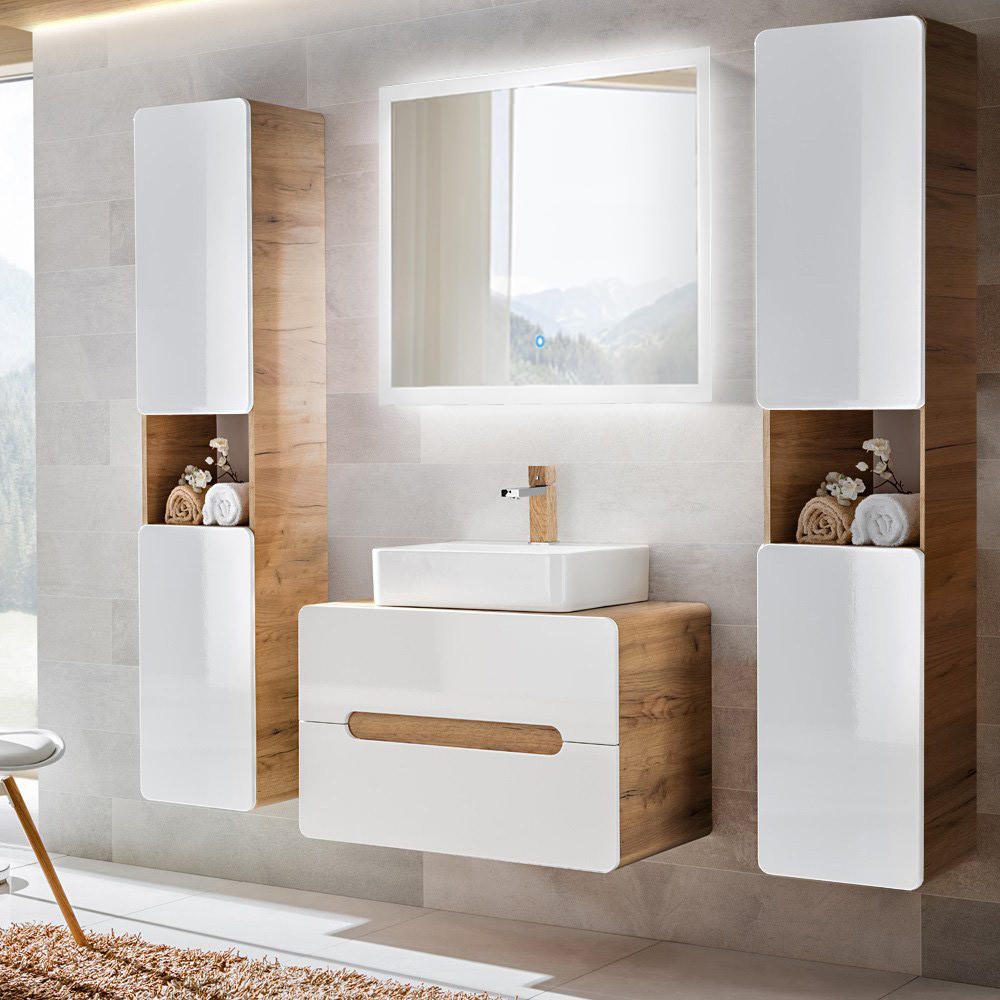 Lomado Badmöbel-Set Weiß 180x200x46 cm