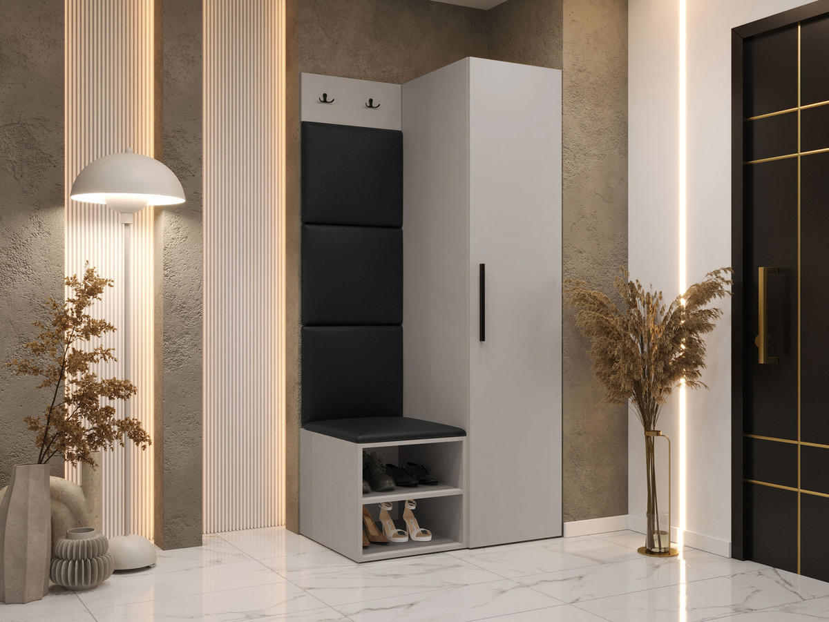 GARDEROBEN-SET Medi III - Kaschmir/Schwarz, Holzwerkstoff/Kunststoff (40/191/50cm) - MIRJAN24