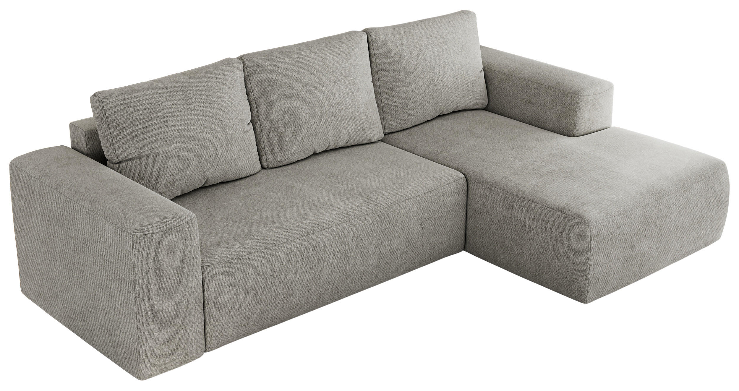 ECKSOFA TRENTINO L Hellgrau Stukture - Rechts - Hellgrau/Schwarz, Textil (164/266cm) - MKS