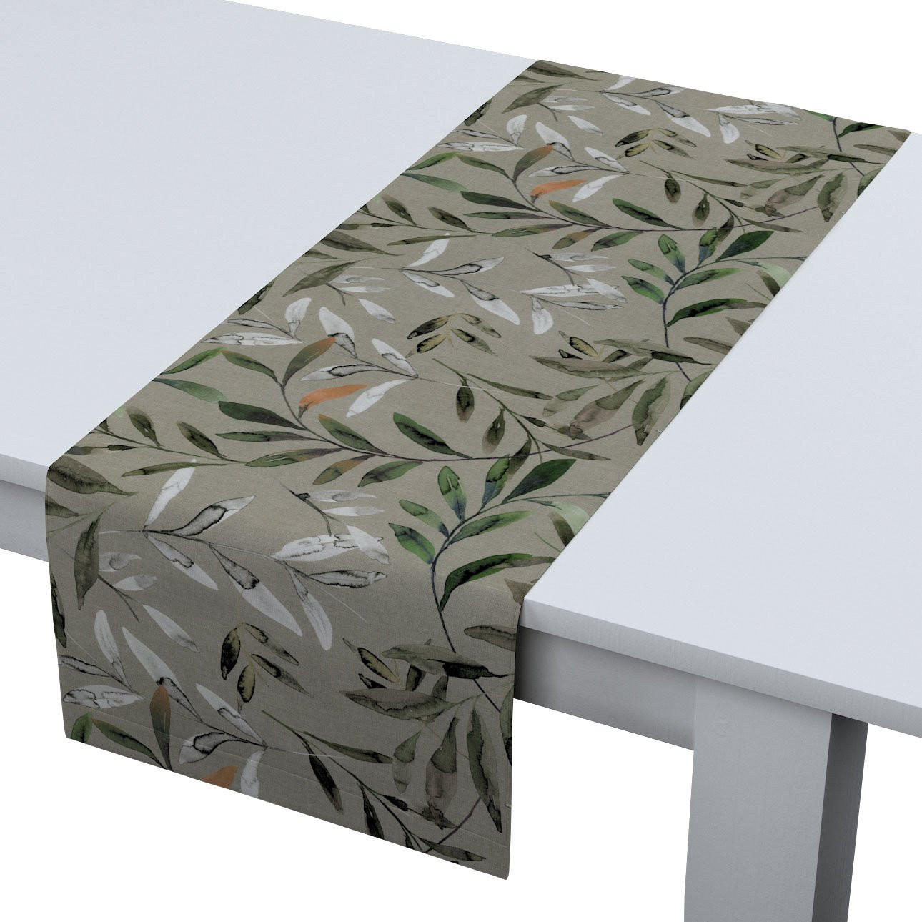 TISCHLÄUFER Eden, grau und grün, 40x130 cm - Grau, Textil (40/130cm) - Dekoria