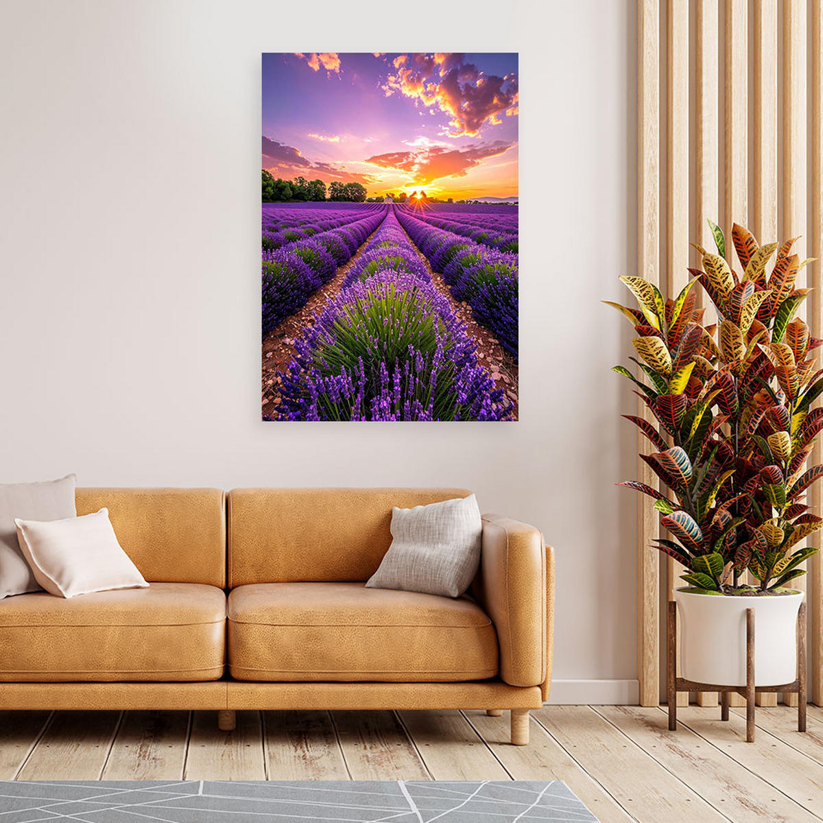 LEINWANDBILD Lavendelfeld Wiese violett 80x120cm - Lila, Textil (80/120cm) - Feeby