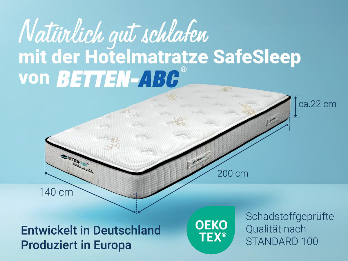 HOTELMATRATZE SafeSleep aus Kaltschaum mit Klimafaserbezug 90x200cm, Größe: 140 x 200 cm - Weiß, Textil (140/200cm) - Betten-ABC