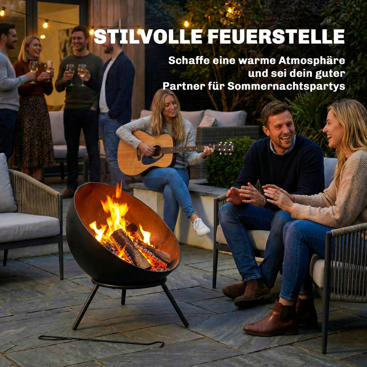 FEUERSCHALE DE-10539 Schwarz - Schwarz, Metall (53/66/60cm) - ComfortXL