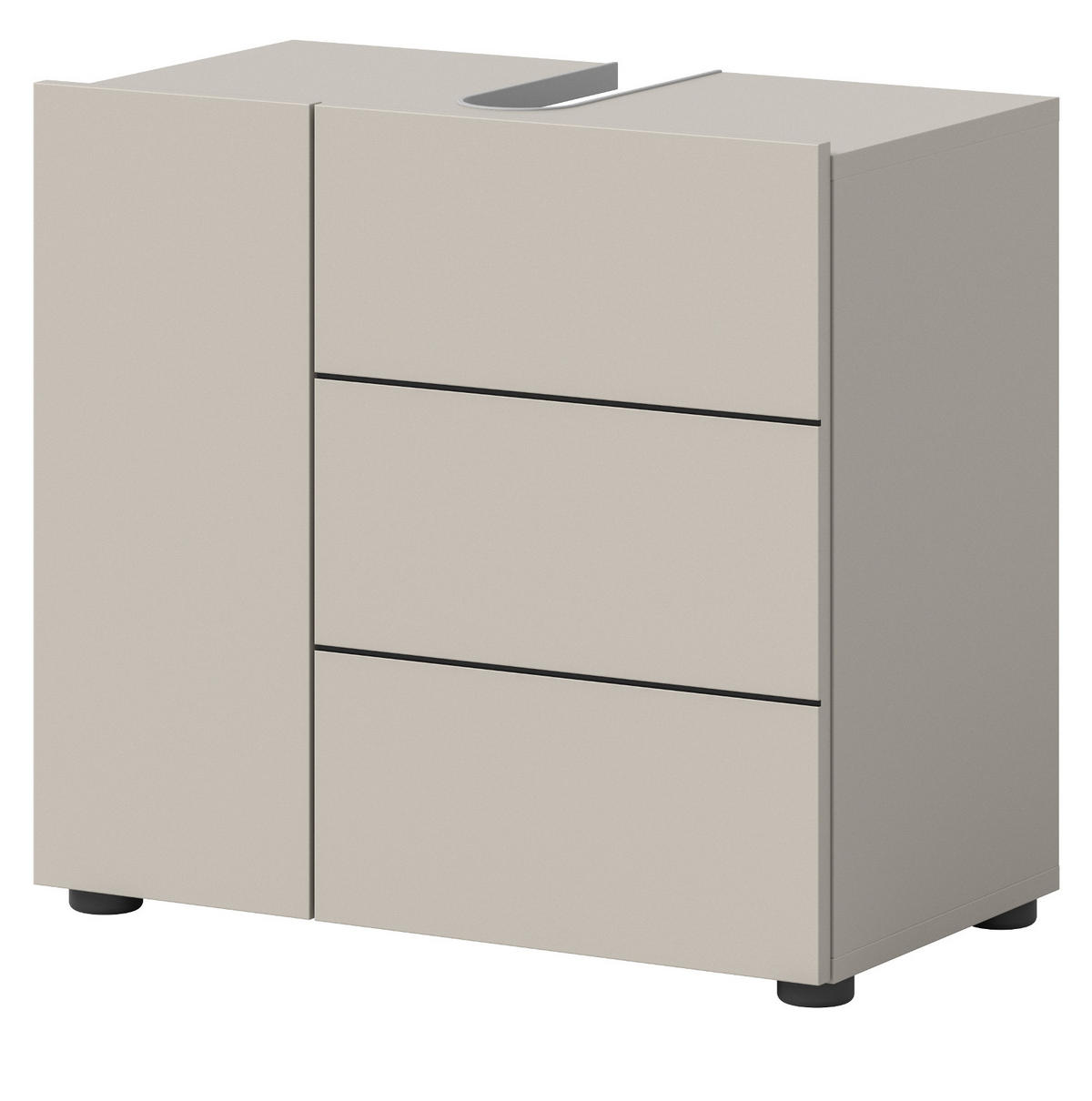 WASCHBECKENUNTERSCHRANK Kaschmir, Badezimmer Unterschrank 60 x 56 cm - Kaschmir/Schwarz, Holzwerkstoff/Kunststoff (60/56/34cm) - Inn.Furn