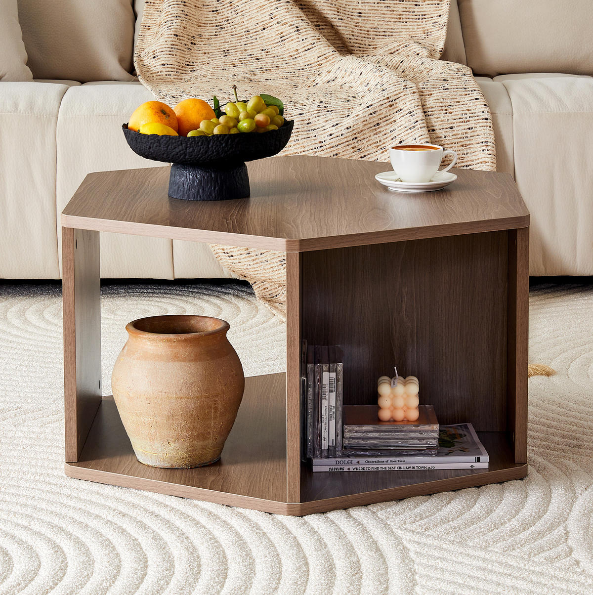 KONFERENČNÍ stolek z MDF, 79/69,4/40 cm hnědý - hnědá, kompozitní dřevo (79/69.4/48cm) - BEAOK