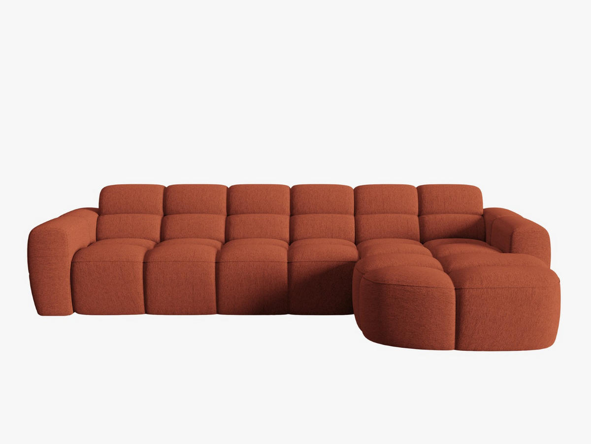 ECKSOFA rechts Lisa aus strukturiertem Stoff koralle 4 Sitzplätze - Koralle, Textil (170/310cm) - Micadoni