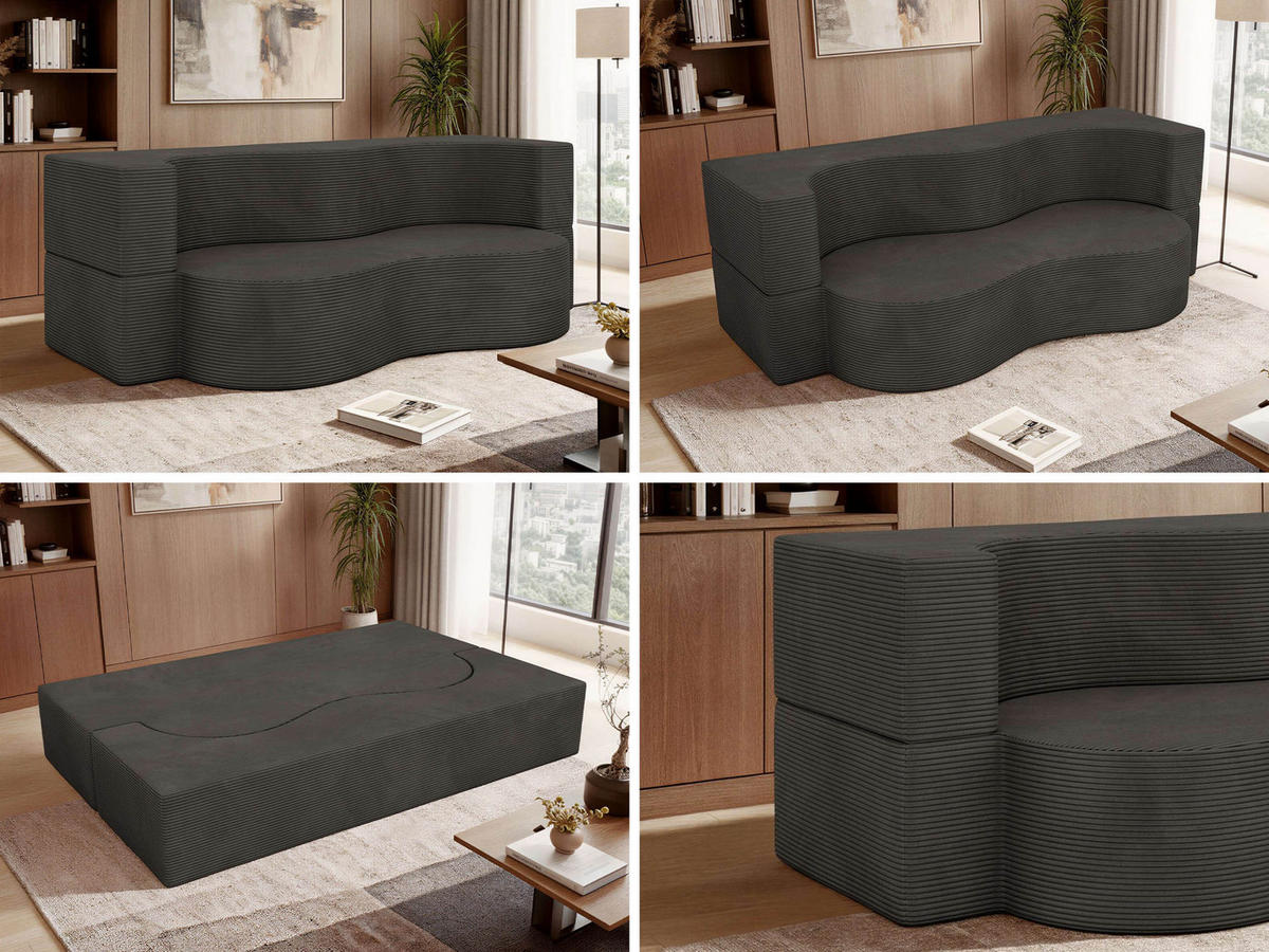 DVOJMIESTNA POHOVKA SANOA 2 - Tmavosivá Manšester - tmavosivá, textil (200/68/100cm) - MKS