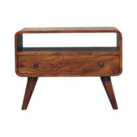 LOWBOARD Mini mit gebogener Form, Braun - Messingfarben/Braun, Mangoholz/Holz (30/45/60cm) - Artisan Furniture