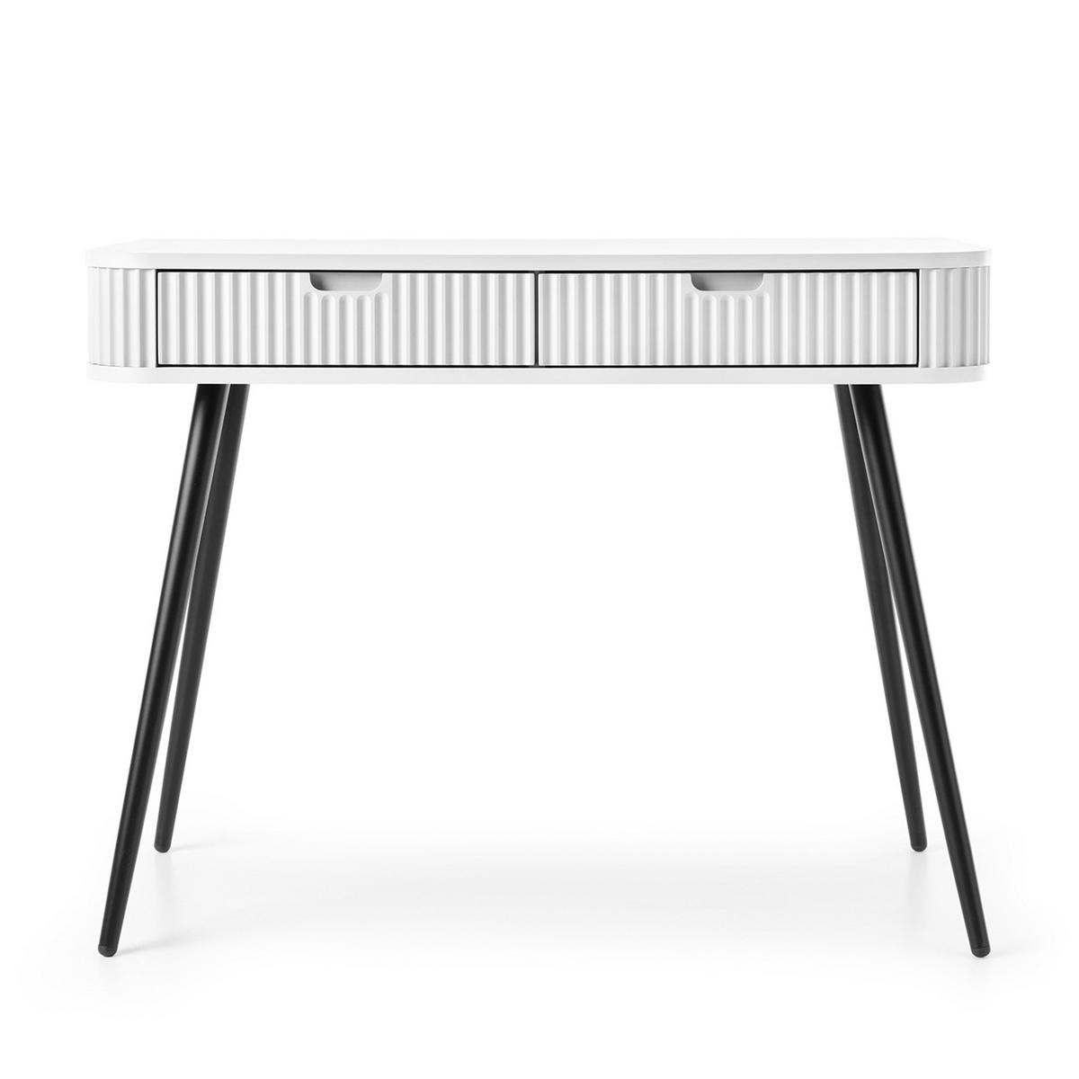 KONSOLENTISCH Zova Weiß, Schwarze Beine, Schminktisch mit Schubladen - Schwarz/Weiß, Holzwerkstoff/Metall (49/103/80cm) - Bettso