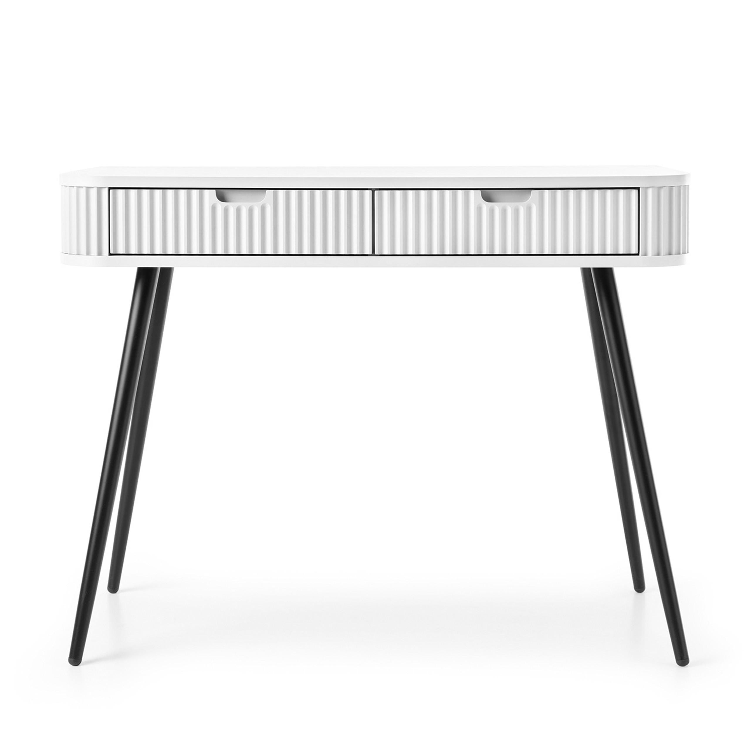 Thumbnail - Bettso Konsolentisch, Weiß, Schwarz, Holzwerkstoff, Metall, 2 Schubladen, 103x80x49 cm, Wohnzimmer, Wohnzimmertische, Ko...