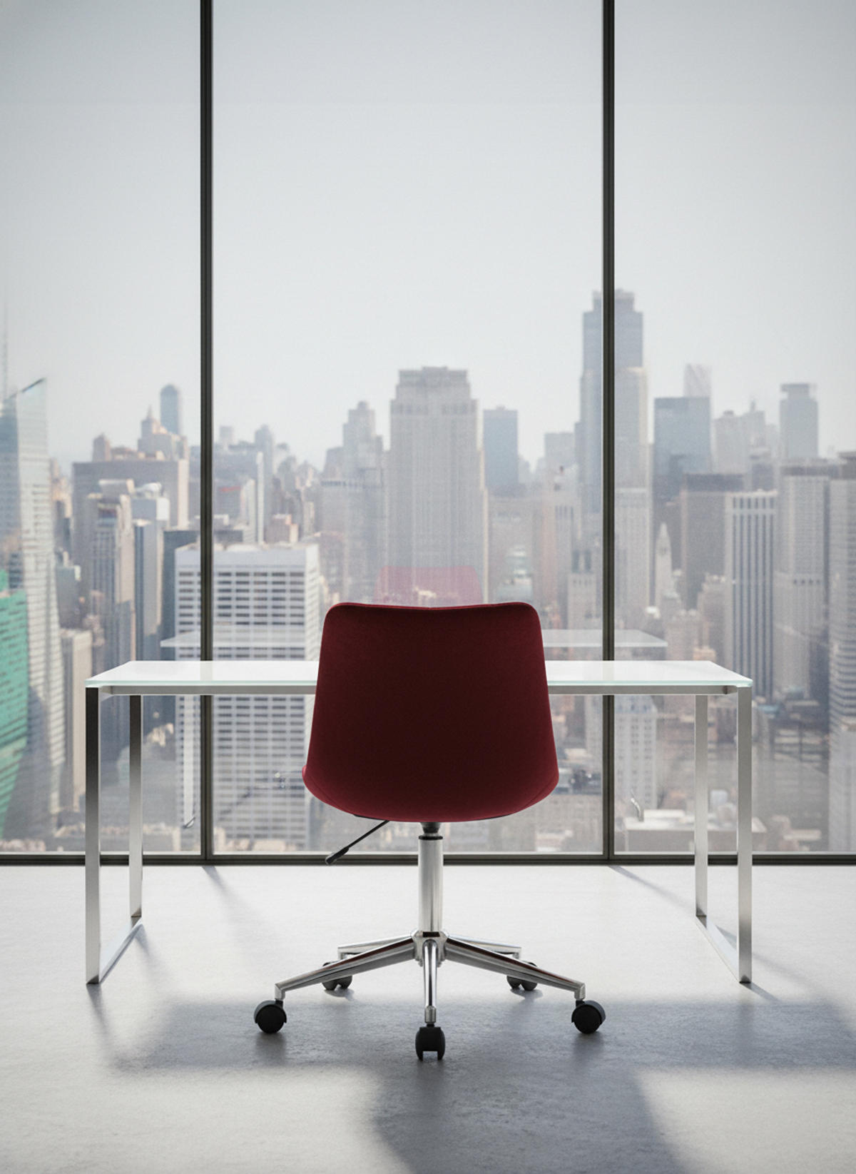 BÜROSTUHL Auronix Samt rot - Chromfarben/Rot, Metall (46/96/62cm) - TPFLiving