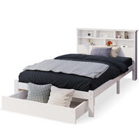 KINDEREINZELBETTEN aus Massivholz 90x200 cm in Weiß mit Schubladen & Bücherregal - Weiß, Holz (90/200cm) - Modfu