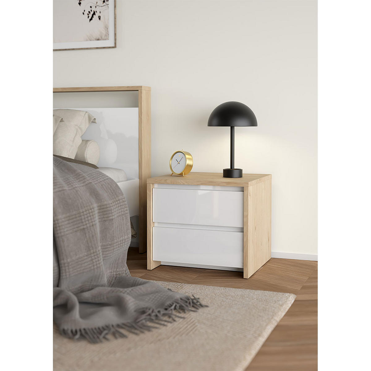 NACHTTISCH, Next, Weiß, Holzwerkstoff, 52 x 48 x 46 cm - Weiß, Holzwerkstoff (52/46/48cm) - ebuy24