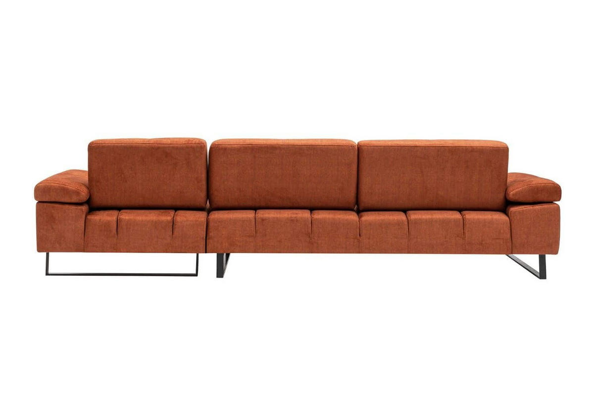 ECKSOFA mit verstellbarer Rückenlehne - Anthrazit/Schwarz, Textil/Metall (174/314cm) - myHomelando