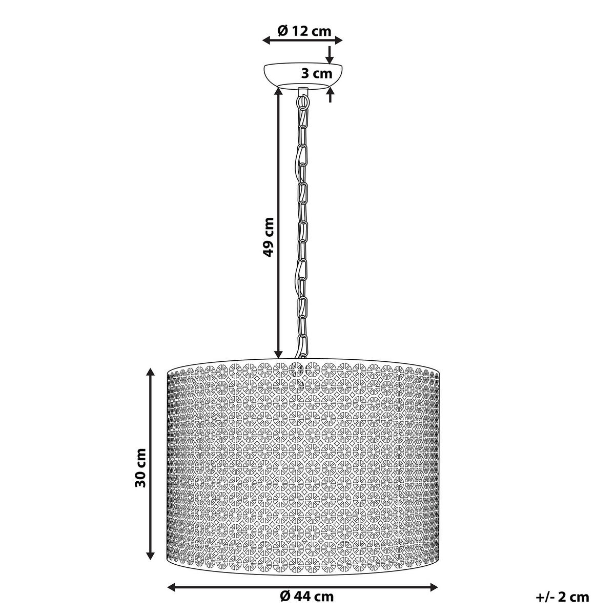HÄNGELEUCHTE Mezen 44/44/82 cm - Grau, Metall (44/44/82cm) - Beliani