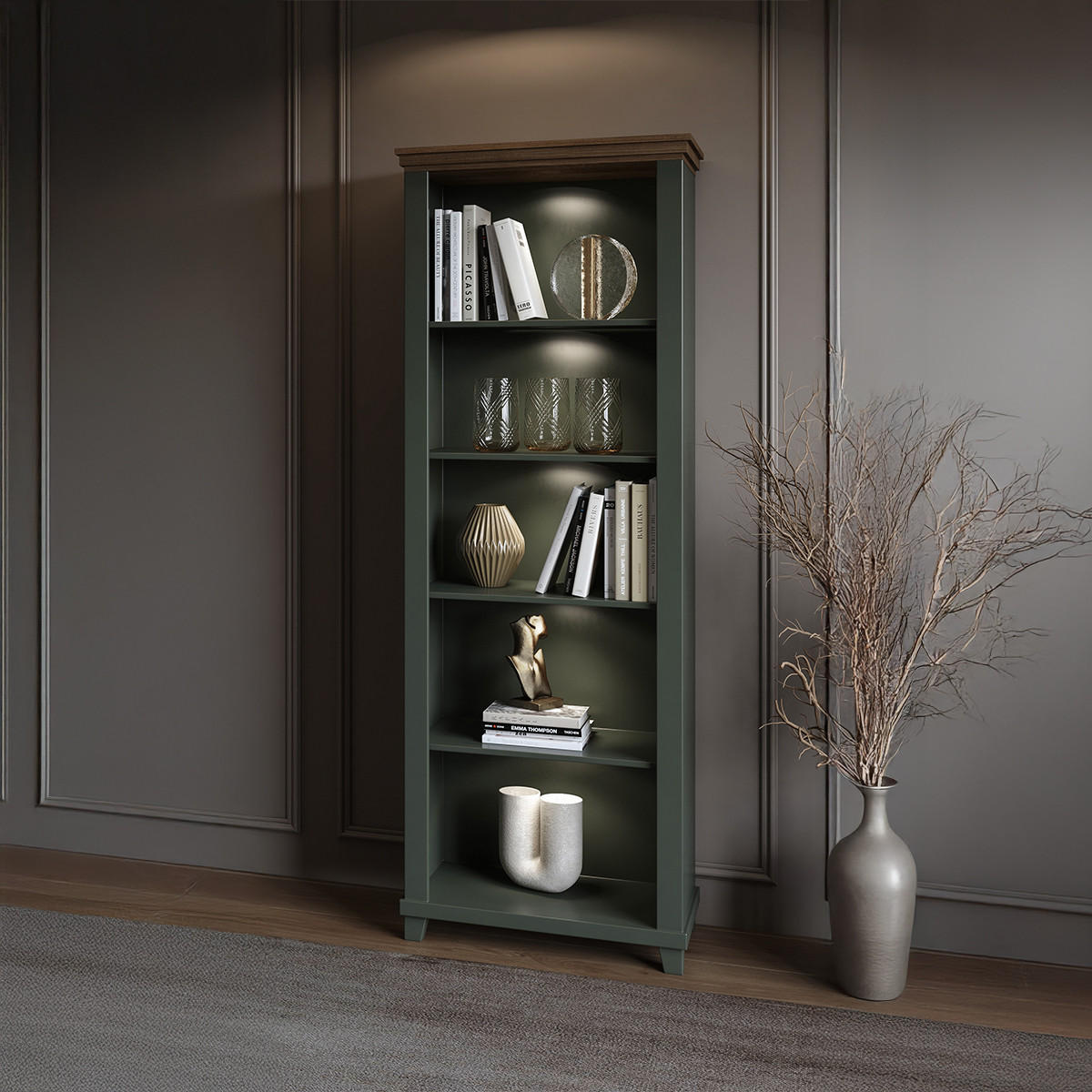 BÜCHERREGAL Martin Grün und Holz - Grün, Holzwerkstoff (71.2/200/42cm) - Petits-meubles