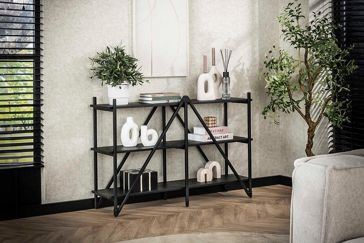 WANDREGAL PEARA Schwarz Holz - Schwarz, Holz (130/85/35cm) - KAWOLA